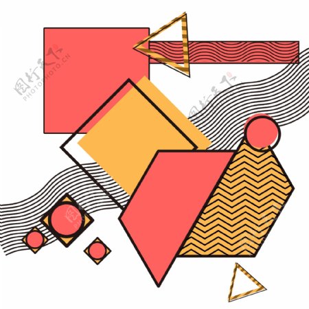 孟菲斯艺术线条几何图形可商用素材