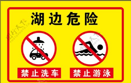 提示牌禁止游泳禁止洗车