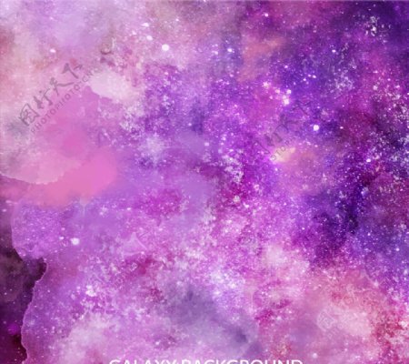 紫色水彩绘星系背景矢量素材
