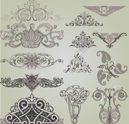 古典花纹花边装饰设计元素