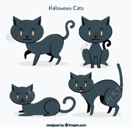 4款创意黑色猫咪设计