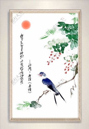 中式手绘花鸟装饰画
