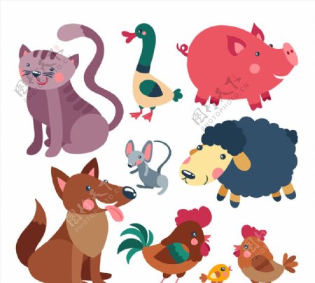 9款卡通农场动物设计
