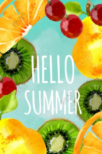 夏日手绘水果海报