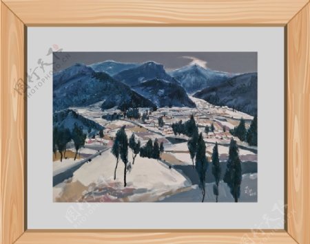 雪景油画