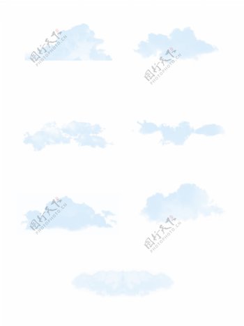 云朵实物质感淡蓝白装饰素材设计