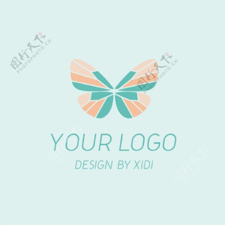 湖绿色蝴蝶清新优雅logo