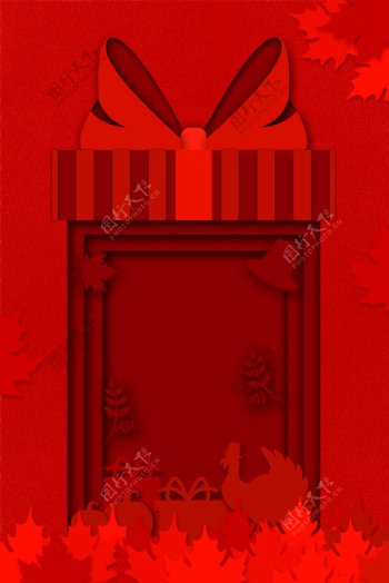 红色喜庆感恩节背景