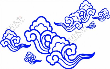 中国传统线性云矢量图案素材可商用