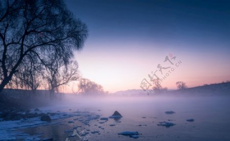 冰雪雾凇冬天雪景