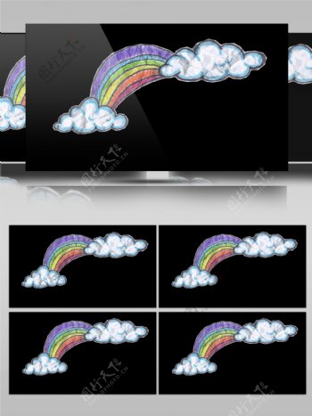 卡通手绘彩虹云朵纸质装饰元素视频素材