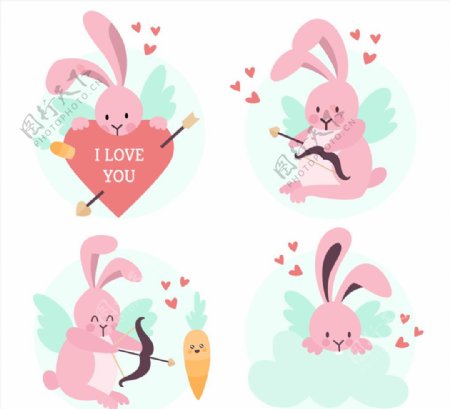 4款粉色情人节兔子