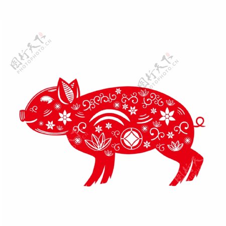 剪纸猪窗花剪纸猪创意猪春节猪剪纸