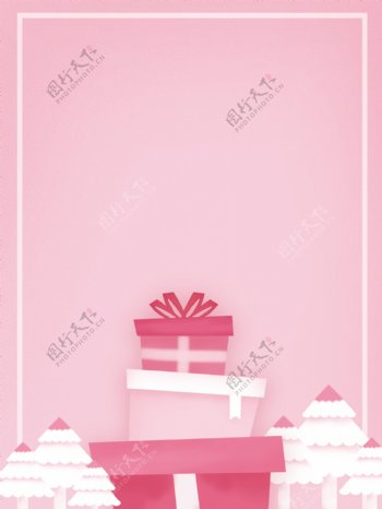 简约粉色圣诞感恩节背景设计