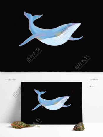 卡通手绘蓝色海豚原创元素