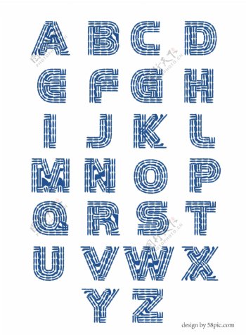 二十六英文字母套图优美古风线条字体