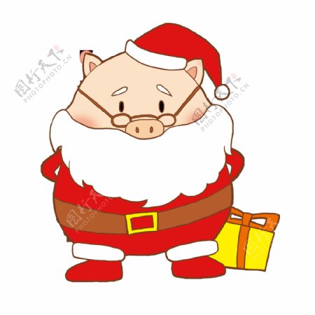 粉红色卡通圣诞帽猪年动物猪