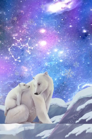 北极熊温情感恩节海报背景