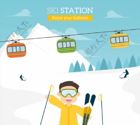 创意度假滑雪男子