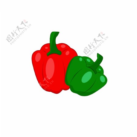 海椒图案蔬菜手绘卡通红绿色