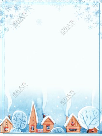 唯美彩绘冬季雪花背景设计
