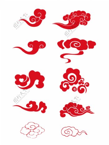 中国风传统红色祥云图案喜庆底纹古典花纹