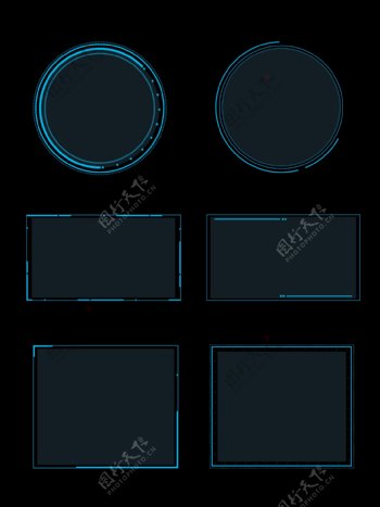 科技边框蓝色科技感几何线条方框圆框对话框