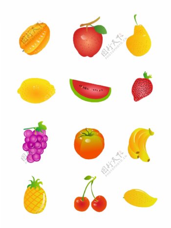 手绘卡通可爱之简约水果元素套图