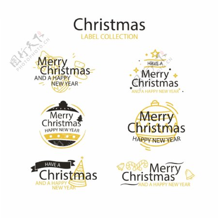 金色和黑色的圣诞标签素材