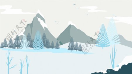 冬季雪山雪景背景设计