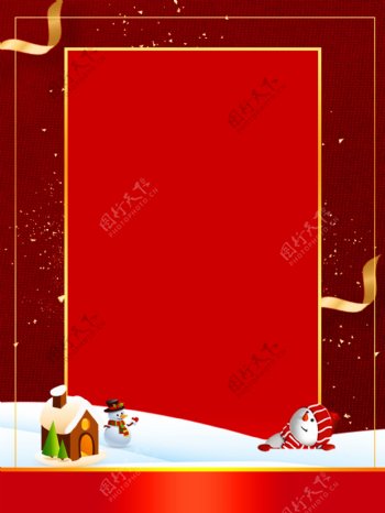 简约时尚雪地圣诞红色背景