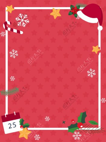 红色圣诞节矢量边框背景