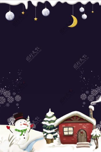 黑金大气手绘卡通圣诞节背景图