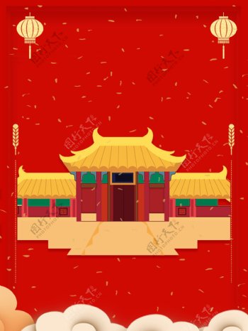 中国风门庭开门红元旦背景设计