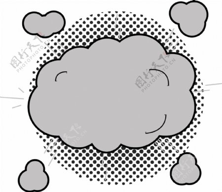 爆炸云会话气泡元素手绘简约灰色