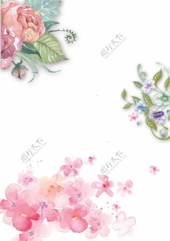 清新手绘粉色花朵广告背景
