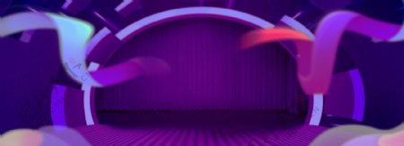 几何造型紫色舞台banner背景