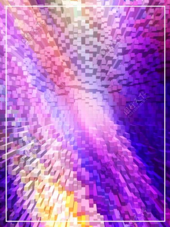 创意紫色柱状放射3d质感背景
