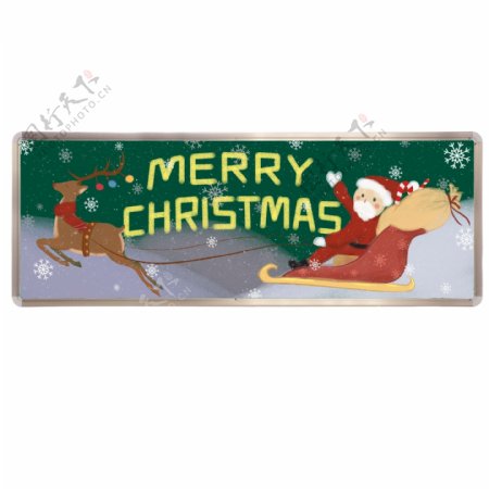 手绘圣诞节黑板板报卡通圣诞老人麋鹿可商用