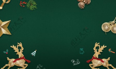 绿色圣诞主题装饰背景