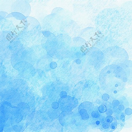 蓝色水粉水彩泡泡背景