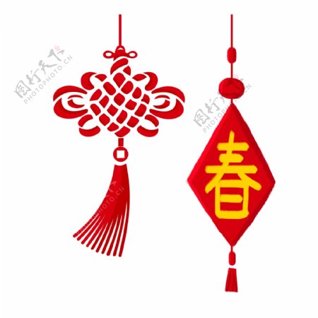 红色喜庆中国结春节猪年元素
