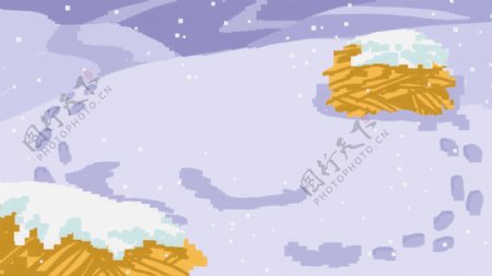 手绘复古像素冬日游戏背景素材