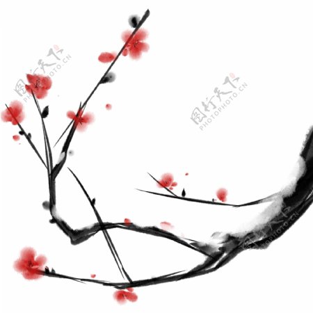 水墨中国风梅花植物设计