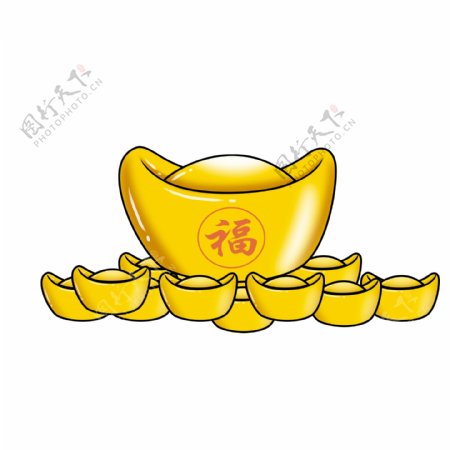 春节金元宝元素卡通设计