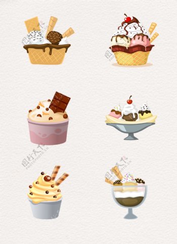 卡通手绘冰淇淋元素png设计