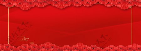 喜庆中国风红色装饰banner背景