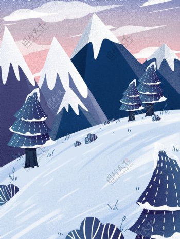 冬季雪树林背景设计