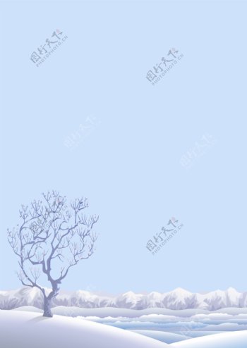 立冬简约枯树白色背景素材