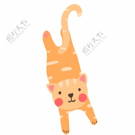 手绘飞扑的猫咪动物设计